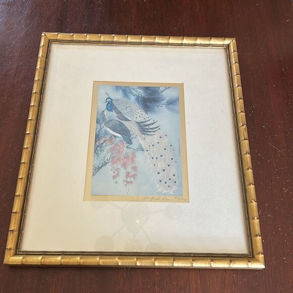 Hung Chu Lee Chinese water color painting on silk Gold framed EUC - Picture 2 of 9
